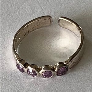 Sterling Silver Petite Amethyst Band Ring Size 3.5